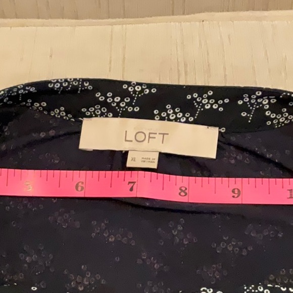 LOFT Navy blouse with white print - Picture 6 of 8